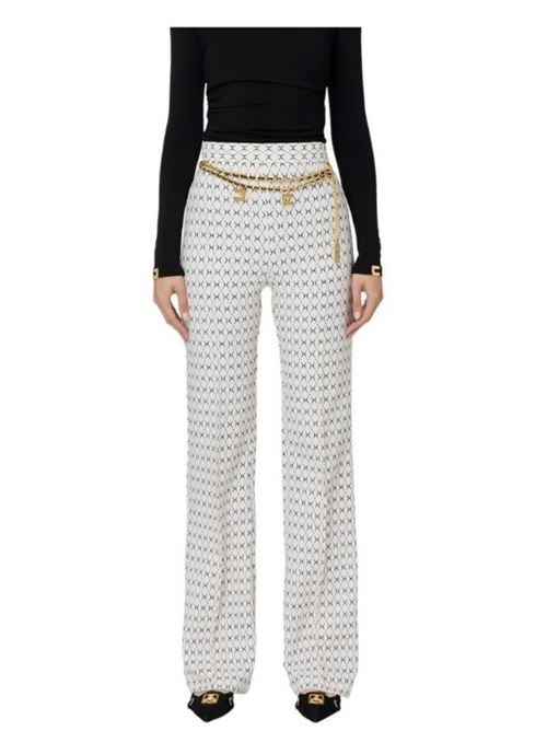 Palazzo trousers in rhombus-print crêpe with chain ELISABETTA FRANCHI | PAS3546E2.E84